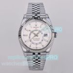 ES Factory Swiss Replica Rolex Sky-Dweller White Dial World Timer 904L Jubilee Band Watch 